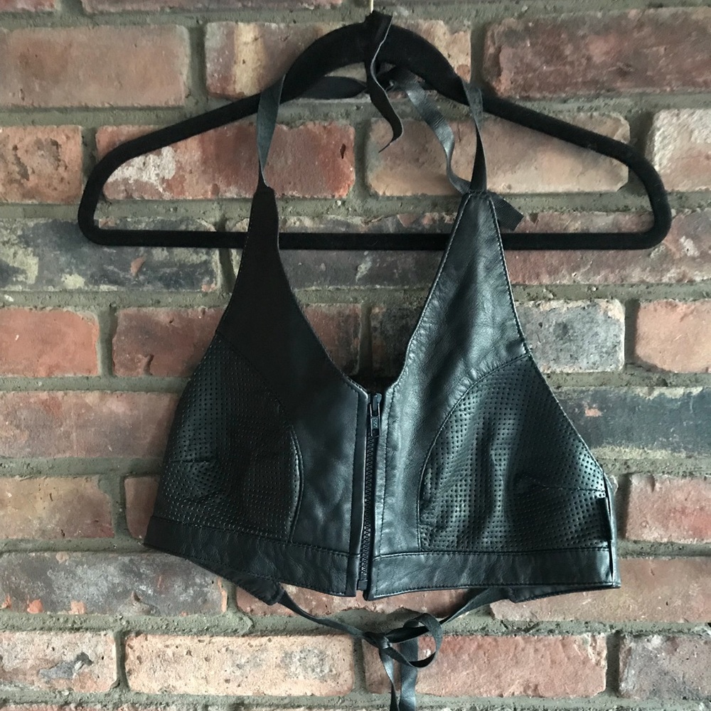Black halter crop top